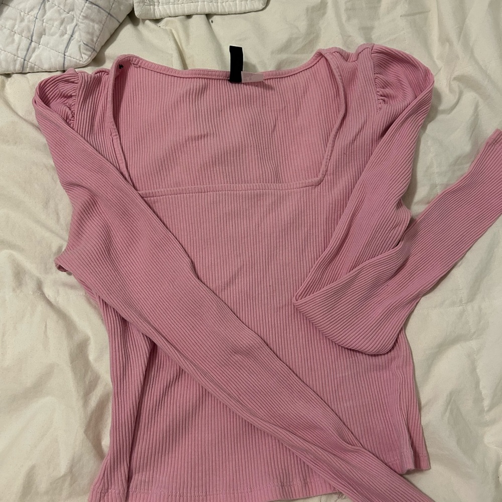 H&M Pink Ribbed Blouse